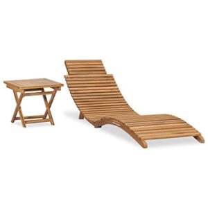 vidaxl solid teak wood folding sun lounger with table outdoor garden patio balcony terrace seating sunbed lounge bed foldable daybed