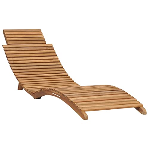 vidaXL Solid Teak Wood Folding Sun Lounger with Table Outdoor Garden Patio Balcony Terrace Seating Sunbed Lounge Bed Foldable Daybed