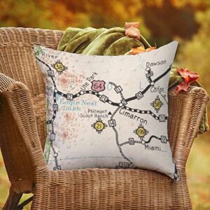 Philmont Scout Ranch Map Outdoor Throw Pillow Covers Home State Accent Waterproof Pillowcase Retro Outdoor Garden Decoration for Patio Garden Couch Tent 20x20in