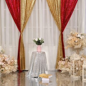 Red Sequin Backdrop Curtains,2ft x 8ft Sequin Photography Backdrop Curtain 2 Panels for Party Decoration, Red