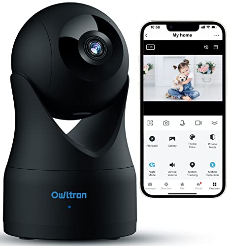 owltron 1080P Pet Camera, Pan Tilt Cam for Baby Monitor, Wi-Fi Home Security Indoor Camera for Dog or Cat, Motion Detection & Tracking, Night Vision, 2-Way Audio, Compatible with Alexa