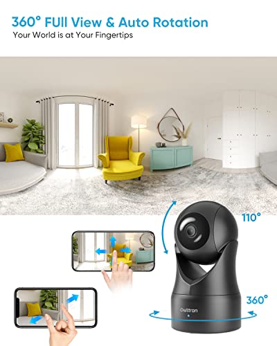 owltron 1080P Pet Camera, Pan Tilt Cam for Baby Monitor, Wi-Fi Home Security Indoor Camera for Dog or Cat, Motion Detection & Tracking, Night Vision, 2-Way Audio, Compatible with Alexa