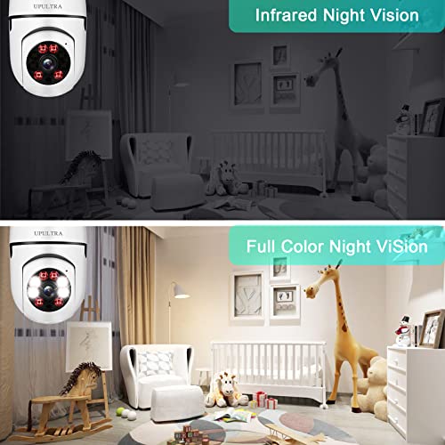 light bulb Security Camera Wireless 1080P, PTZ E27 360 Degree Panoramic Wireless Connector with WiFi,Smart Motion Detection and Alarm,Two Way Audio,Night Vision, Remote Viewing with 64GB Memory Card