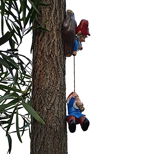 Gnome Tree Hugger Figurines Miniature Fairy Elf Climbing Tree Hanging Statue Garden Sculpture Decorative Outdoor Ornaments