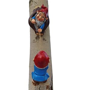 Gnome Tree Hugger Figurines Miniature Fairy Elf Climbing Tree Hanging Statue Garden Sculpture Decorative Outdoor Ornaments