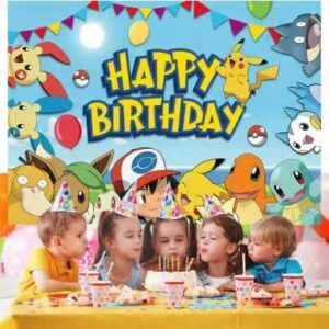 5x3ft Cartoon B T.s Happy Birthday Backdrop Banner Poster for Girl Boy Baby Birthday Party Photo Backdrop Background Decoration Supplies