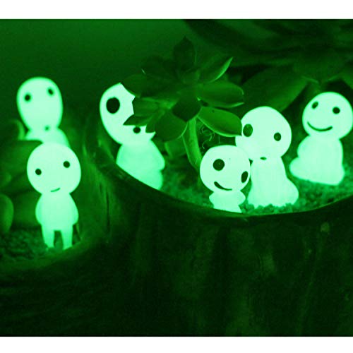 Qingo Fairy Garden Accessories Tree Elves Glow in Dark Garden Alien Decor Miniature Luminous Ghost kit for Micro Landscape Garden Decoration Outdoor Status Patio Lawn Yard Kit (10 Green)