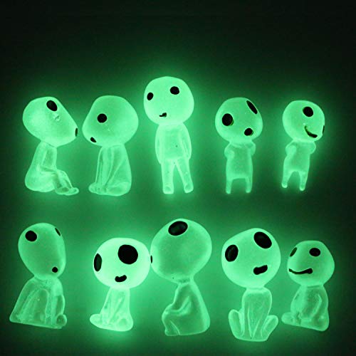 Qingo Fairy Garden Accessories Tree Elves Glow in Dark Garden Alien Decor Miniature Luminous Ghost kit for Micro Landscape Garden Decoration Outdoor Status Patio Lawn Yard Kit (10 Green)