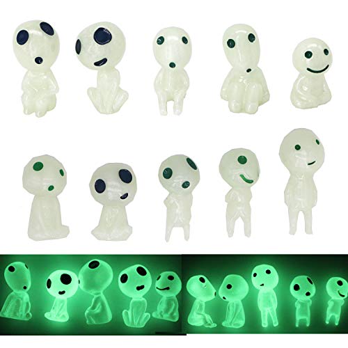 Qingo Fairy Garden Accessories Tree Elves Glow in Dark Garden Alien Decor Miniature Luminous Ghost kit for Micro Landscape Garden Decoration Outdoor Status Patio Lawn Yard Kit (10 Green)