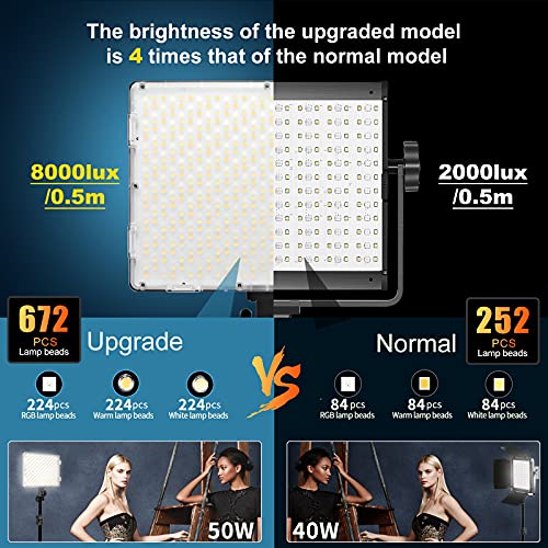 GVM RGB LED Video Lights Photography Lighting Kit, 50W Bi-Color 3200K-5600K Studio Lights, 2-Packs 672 Led Beads APP Control Film Lights Panels for Videography/Streaming/Gaming/YouTube CRI 97+