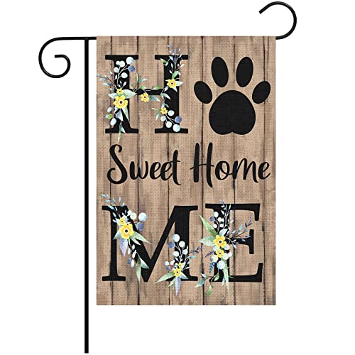 Heyfibro Home Sweet Home Spring Summer Garden Flag 12 x 18 Inch Lawn Flag Double Sided Printed with Pattern Outdoor Yard Welcome Flag Farmhouse Seasonal Outdoor Decoration(ONLY FLAG)