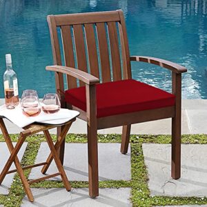 downluxe Outdoor Chair Cushions, Waterproof Square Corner Memory Foam Seat Cushions with Ties for Garden Patio Funiture, 18.5" x 16" x 3", Burgundy, 4 Pack