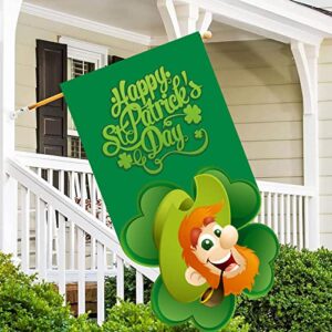 Happy St. Patrick's Day Garden Flag, Lucky Shamrocks St. Patrick's Day Garden Flag 12x18 Inch Double Sided Clover Decorative Flag for Outdoor Party