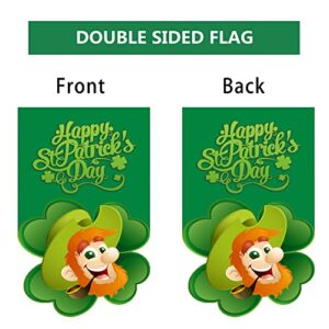 Happy St. Patrick's Day Garden Flag, Lucky Shamrocks St. Patrick's Day Garden Flag 12x18 Inch Double Sided Clover Decorative Flag for Outdoor Party