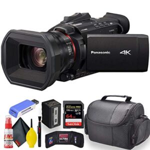 panasonic hc-x1500 4k professional camcorder with 24x optical zoom, wifi hd live streaming w/soft case + sandisk extreme pro 64gb card + clean and care set + more – starter bundle