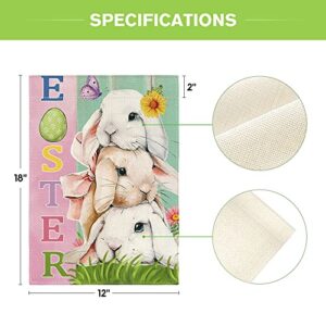 AVOIN colorlife Easter Bunny Garden Flag 12x18 Inch Double Sided Outside, Lovely Rabbit Holiday Yard Outdoor Decoration