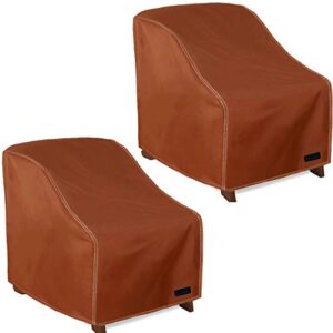 nettypro patio chair covers for outdoor furniture 2 pack, waterproof heavy duty lawn patio furniture cover deep seat dining chair covers high back, 34w x 37d x 36h inches, brown