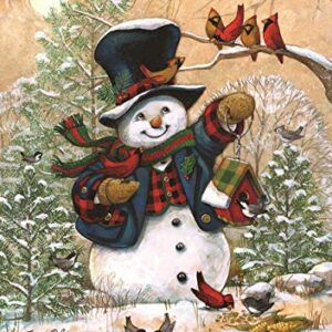 Winter Friends Garden Flag Snowman & Cardinals Winter Seasonal Banner 12.5"x18"