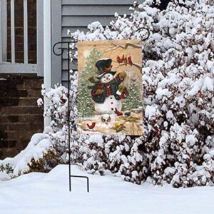 Winter Friends Garden Flag Snowman & Cardinals Winter Seasonal Banner 12.5"x18"