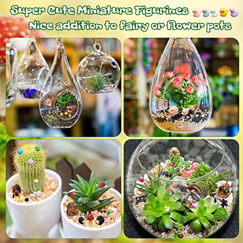 200 Pcs Miniature Fairy Garden Accessories, Including Animals, Mini Houses and DIY Dollhouse Decoration, Miniature Figurines, Micro Landscape Ornaments, Garden DIY Kit