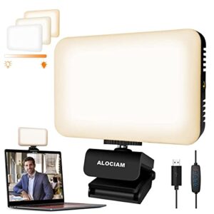 video conference lighting panel, small zoom calling light for recoding (112 pcs beads ,3200k-6500k, usb cable, 3 colors ),laptop, online meeting, live streaming with webcam mount, square