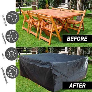 UCARE Patio Table Cover Rectangular Waterproof 210D Oxford Protection Garden Table Covers Dustproof Patio Furniture Covers for Garden Outdoor Indoor (84x52x29in/ 213x132x74cm)