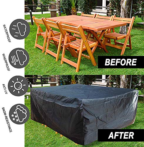 UCARE Patio Table Cover Rectangular Waterproof 210D Oxford Protection Garden Table Covers Dustproof Patio Furniture Covers for Garden Outdoor Indoor (84x52x29in/ 213x132x74cm)