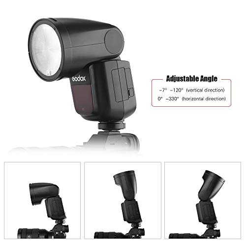 Godox V1S Flash Professional Camera Flash Speedlite Compatible with Sony a7RII a7R a58 a99 ILCE6000L a7RIII a7R3 a9 a77II a77 a350 Cameras for Studio Photography + Godox AK-R1 Pocket Flash Light Acces