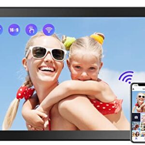 BIGASUO 14.1 Inch Large Digital Picture Frame with 1280x800 IPS HD Touchscreen, Built-in 16GB Storage WiFi Smart Photo Frame, Share Photos and Videos Remotely via APP, Auto-Rotate, Wall- Mountable