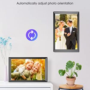 BIGASUO 14.1 Inch Large Digital Picture Frame with 1280x800 IPS HD Touchscreen, Built-in 16GB Storage WiFi Smart Photo Frame, Share Photos and Videos Remotely via APP, Auto-Rotate, Wall- Mountable