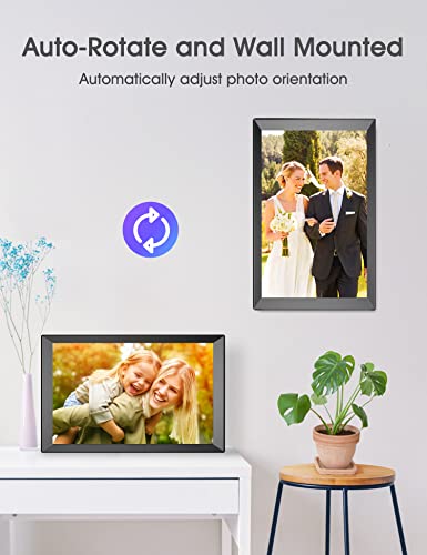 BIGASUO 14.1 Inch Large Digital Picture Frame with 1280x800 IPS HD Touchscreen, Built-in 16GB Storage WiFi Smart Photo Frame, Share Photos and Videos Remotely via APP, Auto-Rotate, Wall- Mountable