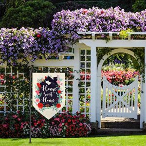 2 Pieces Valentine's Day Garden Flag Home Sweet Home Wedding Flower Welcome Garden Flag Buffalo Plaid Heart House Flag Double Sided Love Yard Flag for Holiday Outdoor Decoration, 12.5 x 18.5 Inches