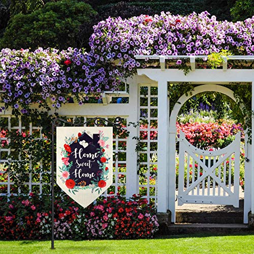 2 Pieces Valentine's Day Garden Flag Home Sweet Home Wedding Flower Welcome Garden Flag Buffalo Plaid Heart House Flag Double Sided Love Yard Flag for Holiday Outdoor Decoration, 12.5 x 18.5 Inches