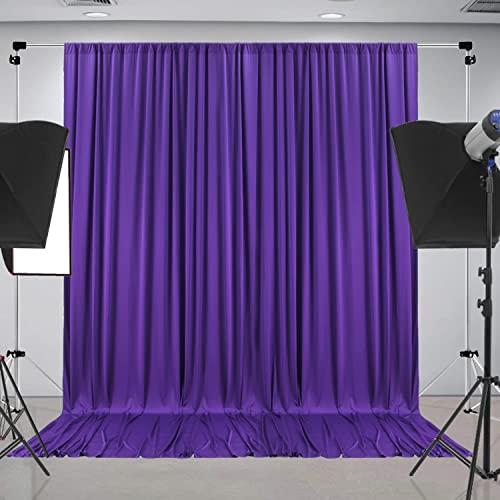 10 ft x 10 ft Wrinkle Free Dark Purple Backdrop Curtain Panels, Polyester Photography Backdrop Drapes, Wedding Party Home Decoration Supplies