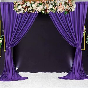 10 ft x 10 ft Wrinkle Free Dark Purple Backdrop Curtain Panels, Polyester Photography Backdrop Drapes, Wedding Party Home Decoration Supplies