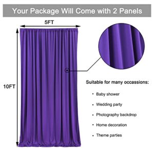 10 ft x 10 ft Wrinkle Free Dark Purple Backdrop Curtain Panels, Polyester Photography Backdrop Drapes, Wedding Party Home Decoration Supplies