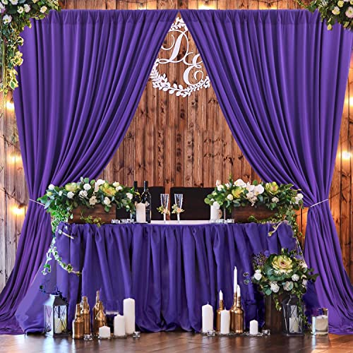 10 ft x 10 ft Wrinkle Free Dark Purple Backdrop Curtain Panels, Polyester Photography Backdrop Drapes, Wedding Party Home Decoration Supplies