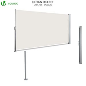 VOUNOT Side Awning Retractable, Outdoor Privacy Screen for Garden, Balcony, Terrace, 55'' H x 118'' L, Beige