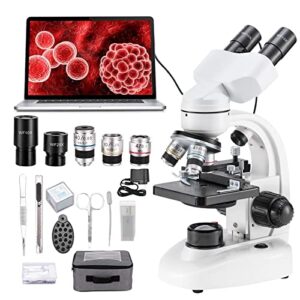 compound binocular microscope, wf10x and wf25x eyepieces,40x-2000x magnification, led illumination two-layer mechanical stage