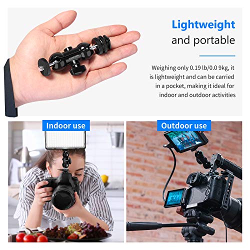 NEEWER Cool Ballhead Multifunctional Dual Ball Head with Cold Shoe Mount & 1/4" Screw, Compatible with SmallRig Cage, DSLR Cameras Camcorders Monitor LED Light, Load up to 2.2lb/1kg, ST13