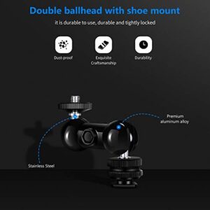 NEEWER Cool Ballhead Multifunctional Dual Ball Head with Cold Shoe Mount & 1/4" Screw, Compatible with SmallRig Cage, DSLR Cameras Camcorders Monitor LED Light, Load up to 2.2lb/1kg, ST13