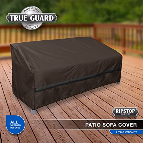 True Guard Patio Furniture Covers Waterproof Heavy Duty - Sofa or Couch Cover, 600D Rip-Stop, Fade/Stain/UV Resistant for Outdoor Patio Furniture, Dark Brown
