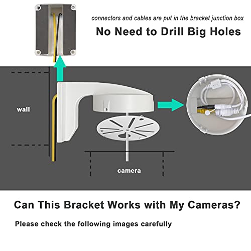 WiTi 4.7 inches Wall Mount Bracket for Dome Security Camera,Deep Base Junction Box Cable Management Mounting Case, CCTV IP Surveillance Cameras Holder Metal Solid Powder Spray Coating