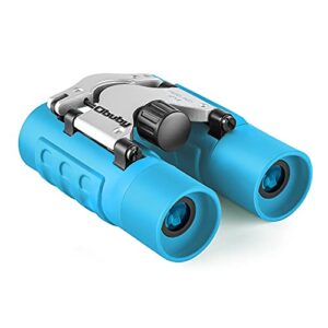 binoculars for kids best gifts for 3-12 years boys girls 8×21 high-resolution real optics mini compact binocular toys shockproof folding small telescope for bird watching, camping, sky blue