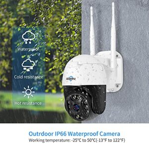 【5X Optical Zoom,2K】 Hiseeu Pan/Tilt/Zoom Security Camera,3 Megapixels Outdoor WiFi Surveillance Camera,Floodlights Full Color Night Vision,Two Way Audio,IP66 Waterproof, Motion Detection