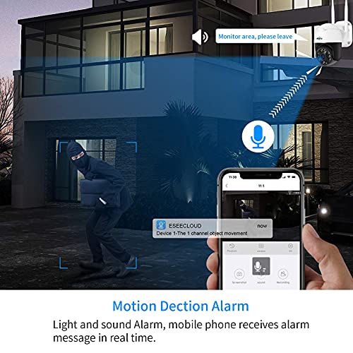 【5X Optical Zoom,2K】 Hiseeu Pan/Tilt/Zoom Security Camera,3 Megapixels Outdoor WiFi Surveillance Camera,Floodlights Full Color Night Vision,Two Way Audio,IP66 Waterproof, Motion Detection