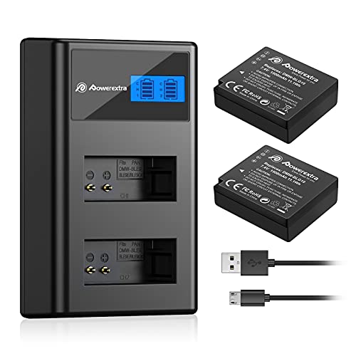 Powerextra 2 Pack DMW-BLG10 Battery and Dual USB Charger for Panasonic DC-G100, DC-ZS80, DC-GX9, DC-LX100 II, DC-ZS200, DC-ZS70, DMC-GX80, DMC-GX85, DMC-ZS60, DMC-ZS100, DMC-GF6, DMC-GX7K, DMC-LX100K