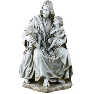 christian brands large jesus statue with children, outdoor decorations for patio, front porch yard decor garden gifts, 16 1/2 inch