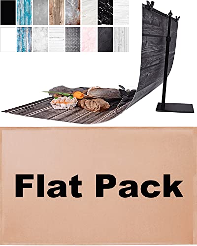 8PCS Food Photography Backdrops with Tripod Stand Flat Pack Double-Sided Realistic Flat Lay Photo Tabletop Backdrops for Products Photography