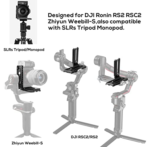 EaxanPic Aluminum L Bracket Vertical Horizontal Switching Quick Release Plate for DJI Ronin RS2 RSC2 Zhiyun Weebill-S Gimbal Stabilizer Tripod Monopod and SLRs